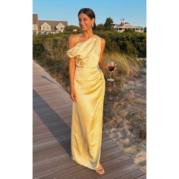 Show Me Your Mumu Jodie Dress in Yellow Luxe Satin M - Picture 4 of 7
